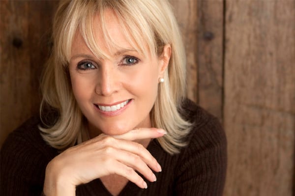 Headshot of Caucasian Middle Aged Woman with Shoulder Length Hair