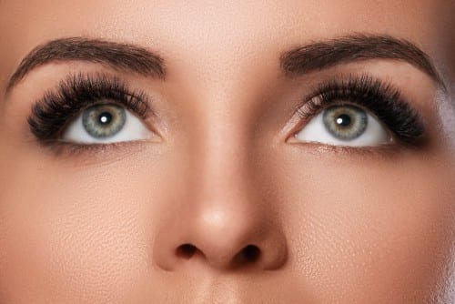 Close Up of Woman's Hazel Eyes and Nose